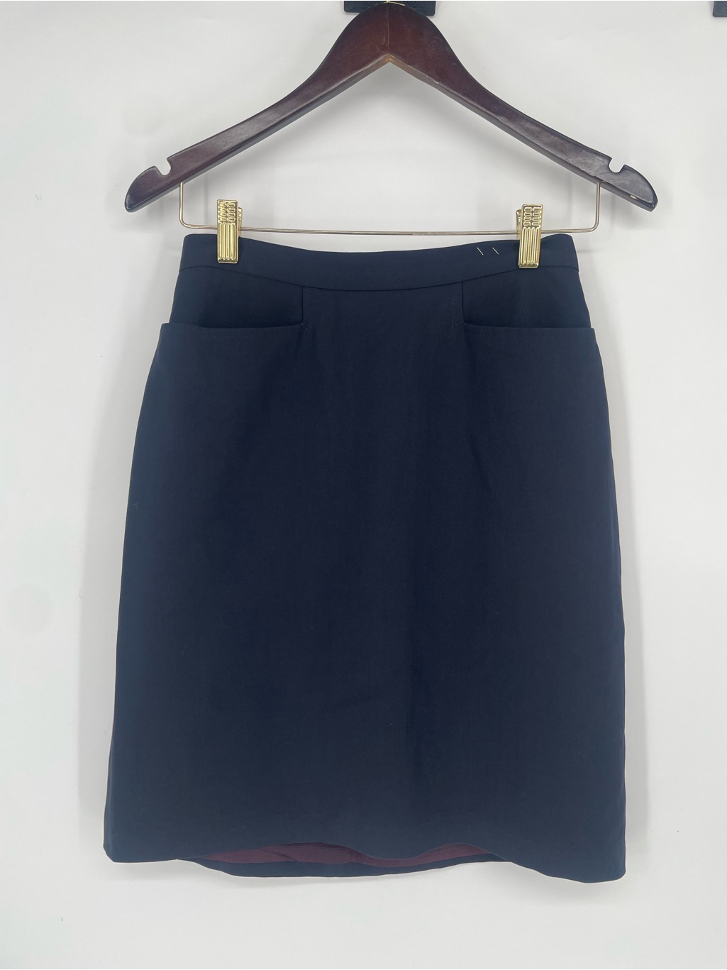 80s 90s Classic Harold Powell Navy Blue Tailored Straight Pencil Skirt Lined